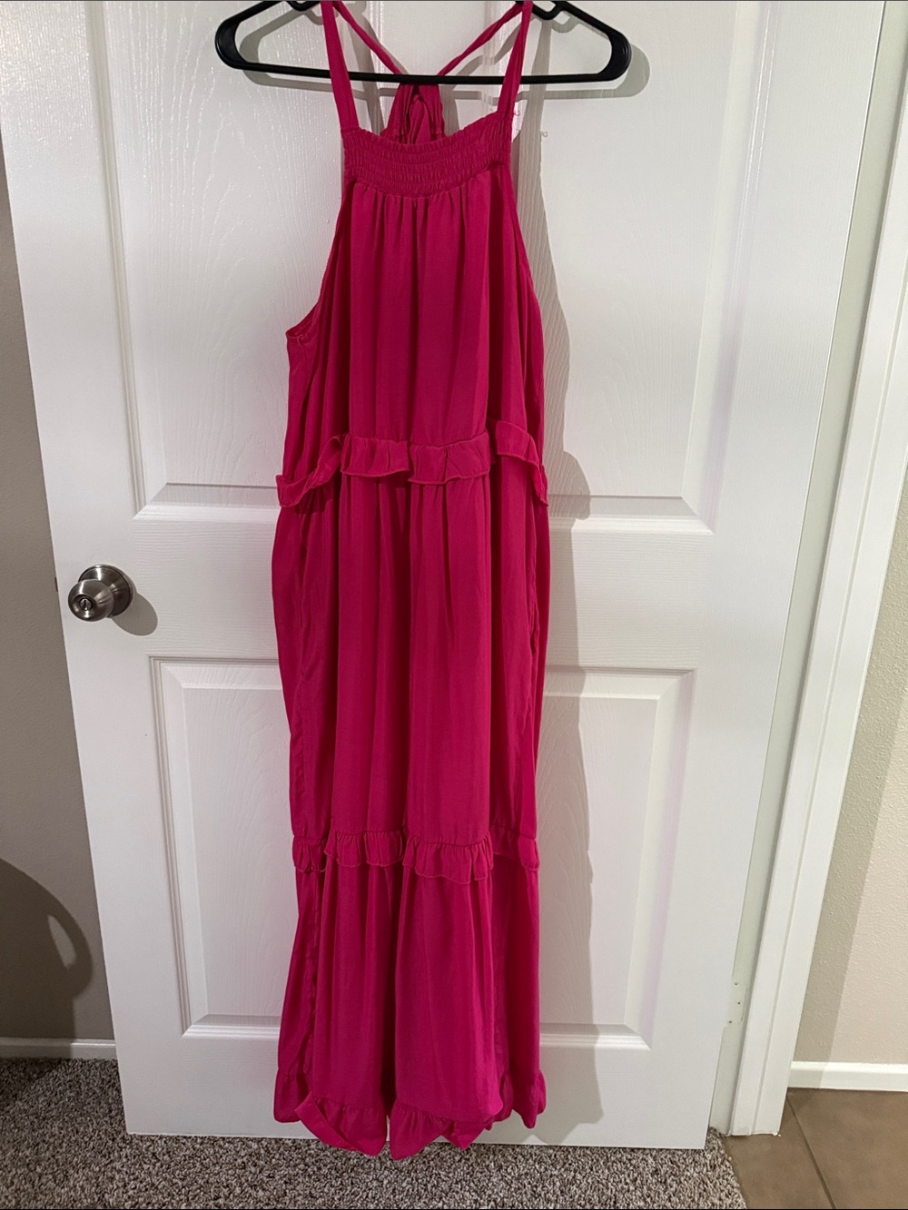 Women’s Hot Pink Halter Maxi Dress